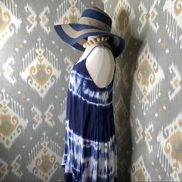 RAVIYA Navy Tie-Dye Hi-lo Cover-up Maxi Dress - LG - Picture 4 of 16
